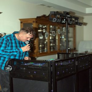 DJ Sime Behind Decks At Wedding in Leeds Corporate Club Wedding Mobile DJ Hire Leeds